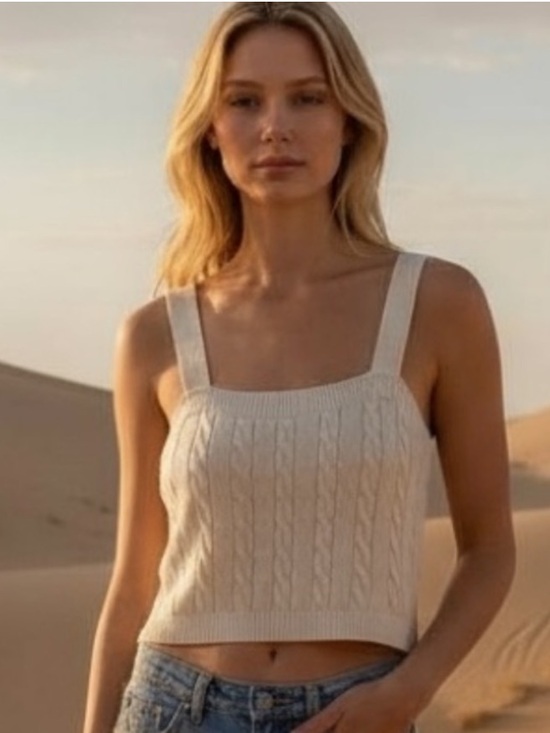 Joie Tops - Joie Cable Knit Sweater Ivory White Tank Top Women’s Size Medium